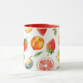 フルーツカップ – 混合フルーツデザインセラミックマグカップ マグカップ (中央)