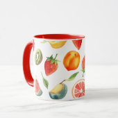 フルーツカップ – 混合フルーツデザインセラミックマグカップ マグカップ (正面左)