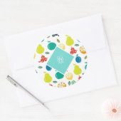 フルーツカラフルカスタムモノグラムシンプル ラウンドシール (封筒)