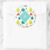 フルーツカラフルカスタムモノグラムシンプル ラウンドシール (バッグ)