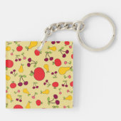 フルーツカラフルパタンリンゴさくらんぼと梨 キーホルダー (裏面)