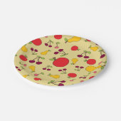 フルーツカラフルパタンリンゴさくらんぼと梨 ペーパープレート (アングル)
