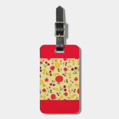 フルーツカラフルパタンリンゴさくらんぼと梨 ラゲッジタグ (正面縦)