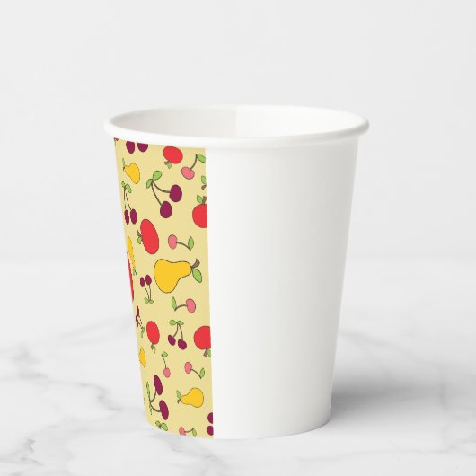 フルーツカラフルパタンリンゴさくらんぼと梨 紙コップ (左)