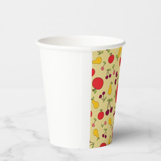 フルーツカラフルパタンリンゴさくらんぼと梨 紙コップ (右)