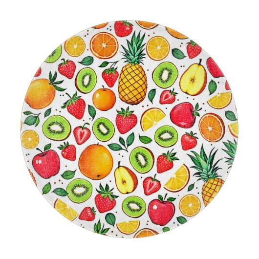 フルーツカラフルパターンデザイン カッティングボード (正面)