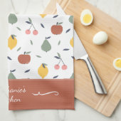 フルーツカラフルパターン名（赤） キッチンタオル (四つ折り)