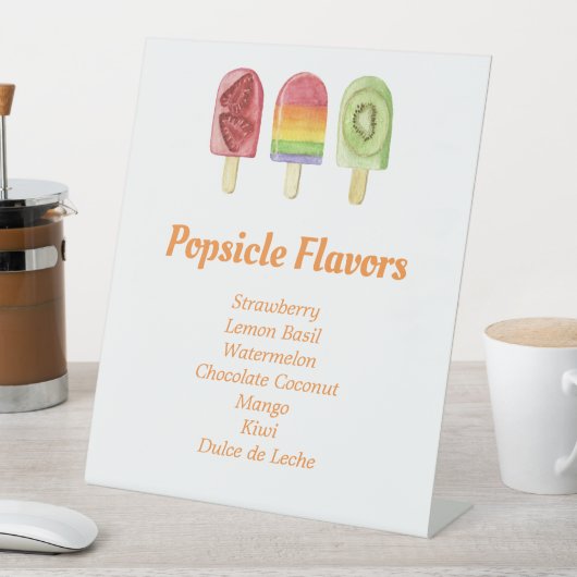 フルーツカラフルポプシクルのフレーバー夏のパーティー 台座サイン (インサイチュ)