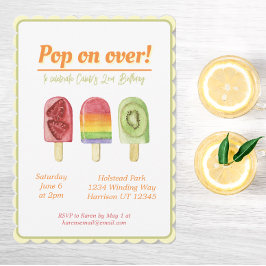 フルーツカラフルポプシクルサマー誕生日 招待状