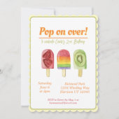 フルーツカラフルポプシクルサマー誕生日 招待状 (正面)
