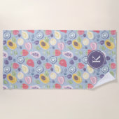 フルーツカラフルモノグラム春パターン ビーチタオル (正面)