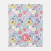 フルーツカラフルモノグラム春パターン フリースブランケット (正面)