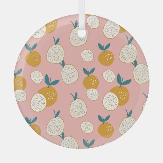 フルーツカラフル、シームレスな背景パターン。 ガラスオーナメント (正面)