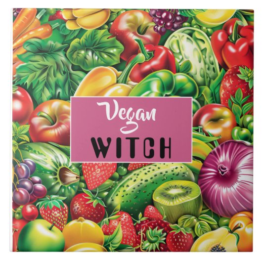 フルーツカラフル&野菜ビーガン魔女 タイル (正面)