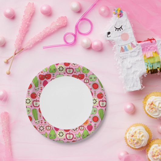 フルーツキッチンイラストレーションパターン ペーパープレート (パーティー)