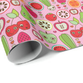 フルーツキッチンイラストレーション模様 ラッピングペーパー (ロールコーナー)