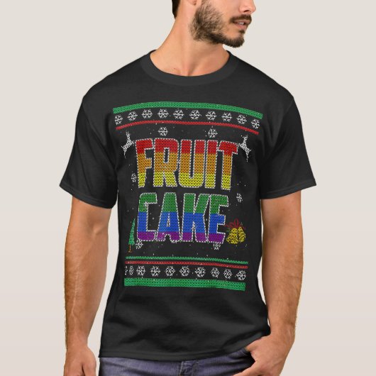 フルーツケーキLGBTゲイプライド醜いクリスマスセーター Tシャツ (正面)