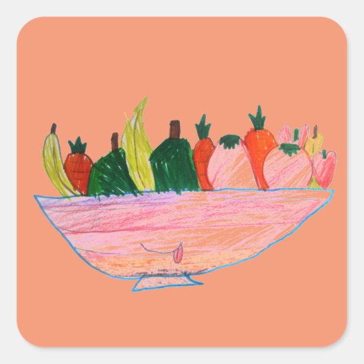 フルーツサラダおもしろいマンガアート スクエアシール (正面)