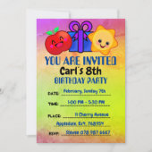 フルーツサンシャインハッピーパイナップルキュートラブ誕生日 招待状 (正面)