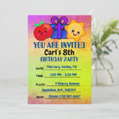 フルーツサンシャインハッピーパイナップルキュートラブ誕生日 招待状 (スタンド正面)