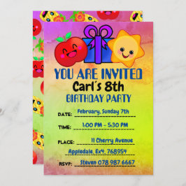 フルーツサンシャインハッピーパイナップルキュートラブ誕生日 招待状