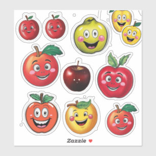 フルーツシールと明るい絵文字レッドアップル シール