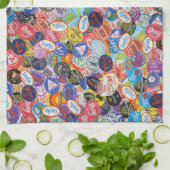 フルーツシールモンタージュパターン キッチンタオル (折り畳み)