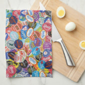 フルーツシールモンタージュパターン キッチンタオル (四つ折り)