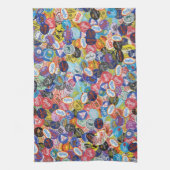 フルーツシールモンタージュパターン キッチンタオル (縦)