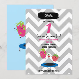 フルーツジャンピングオントランポリン誕生日招待状 招待状