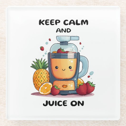 フルーツジュイ保サーの穏やかさとジュースの健康 ガラスコースター (正面)