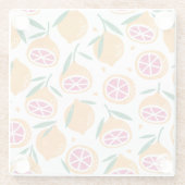 フルーツスタンプのテクスチャ付きシームレスパターン ガラスコースター (裏面)