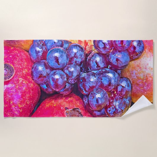 フルーツスティルライフアート ビーチタオル (正面)