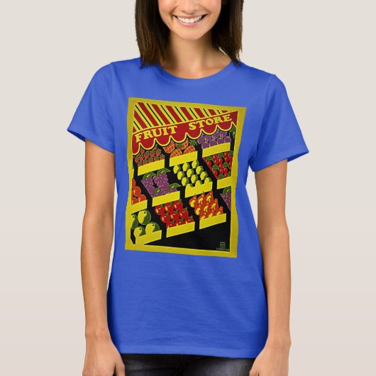 フルーツストア – Bright Red YellowヴィンテージWPAポスター Tシャツ (正面)