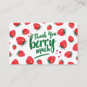フルーツストロベリーレッドかわいいサンキューカード 名刺 (正面)