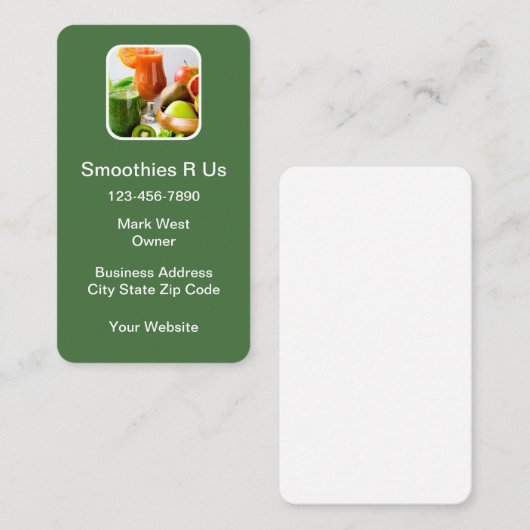 フルーツスムージーテーマ垂直ビジネスカード 名刺 (正面/裏面)