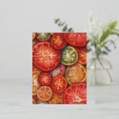 フルーツスライス継ぎ目のないパターン 箔シーズンポストカード (立ち正面)