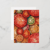 フルーツスライス継ぎ目のないパターン 箔シーズンポストカード (正面/裏面)