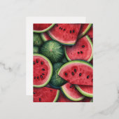 フルーツスライス継ぎ目のないパターン 箔シーズンポストカード (正面/裏面)