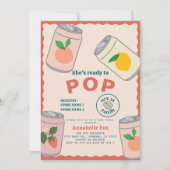 フルーツソポップ・アートのーダ缶ピンクポップ・アートの赤ちゃんシャワー準備 招待状 (正面)