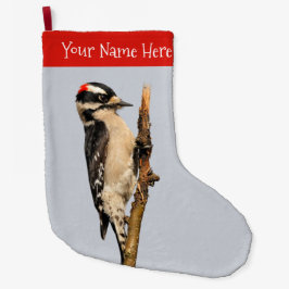 フルーツツリーに飾った可愛いダウンの木ペッカー ラージクリスマスストッキング