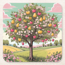 フルーツツリースクエアコースターセット ペーパーコースター
