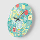 フルーツテクスチャ鮮やか、背景。 ラージ壁時計 (傾斜)