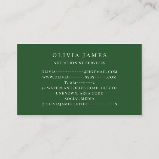 フルーツテーマカード農家シェフ栄養士 名刺 (裏面)