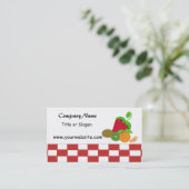 フルーツテーマ赤と白とチェック 名刺 (スタンド正面)