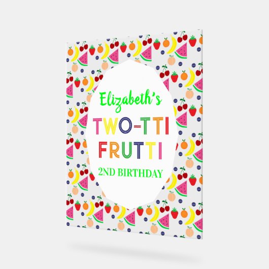 フルーツトゥオッティフルッティ2歳の誕生日 アクリルサイン (傾斜)