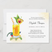 フルーツドリンクカクテルイエローブライダルシャワー 招待状 (正面)