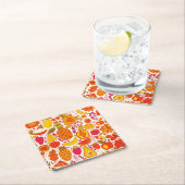 フルーツドードル：夏のヴィンテージパターン。 スクエアペーパーコースター (インサイチュ)