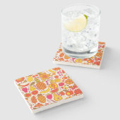 フルーツドードル:夏のヴィンテージパターン。 ストーンコースター (横)