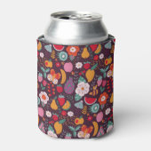 フルーツドードル、手描き夏の装飾。 缶クーラー (缶正面)